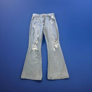 Rue21 Jeans Women’s Size 7 High Waist Distressed Denim Flared Bell Bottoms